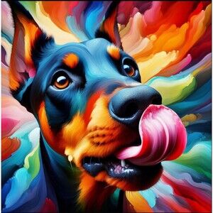 Doberman pincher greeting card 5 x 7 on linen paper blank card